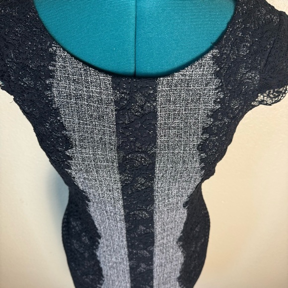 Betsey Johnson Sz 4 black lace detail fitted mini dress.  Excellent condition - Picture 2 of 6